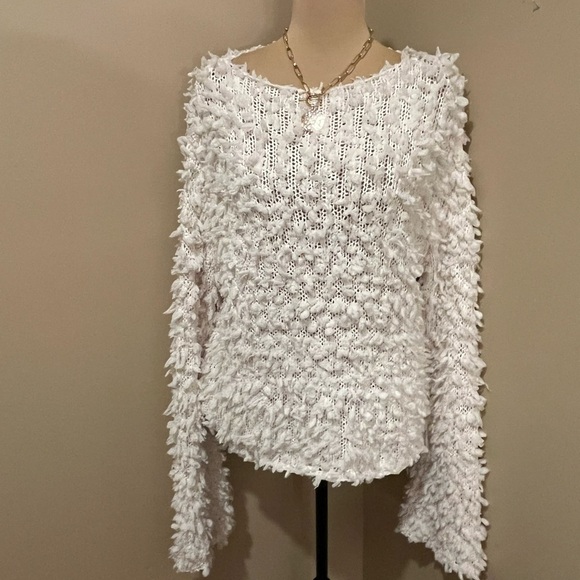 dee elly Popcorn Pullover Cozy White Textured Sweater, size Small - Picture 2 of 9